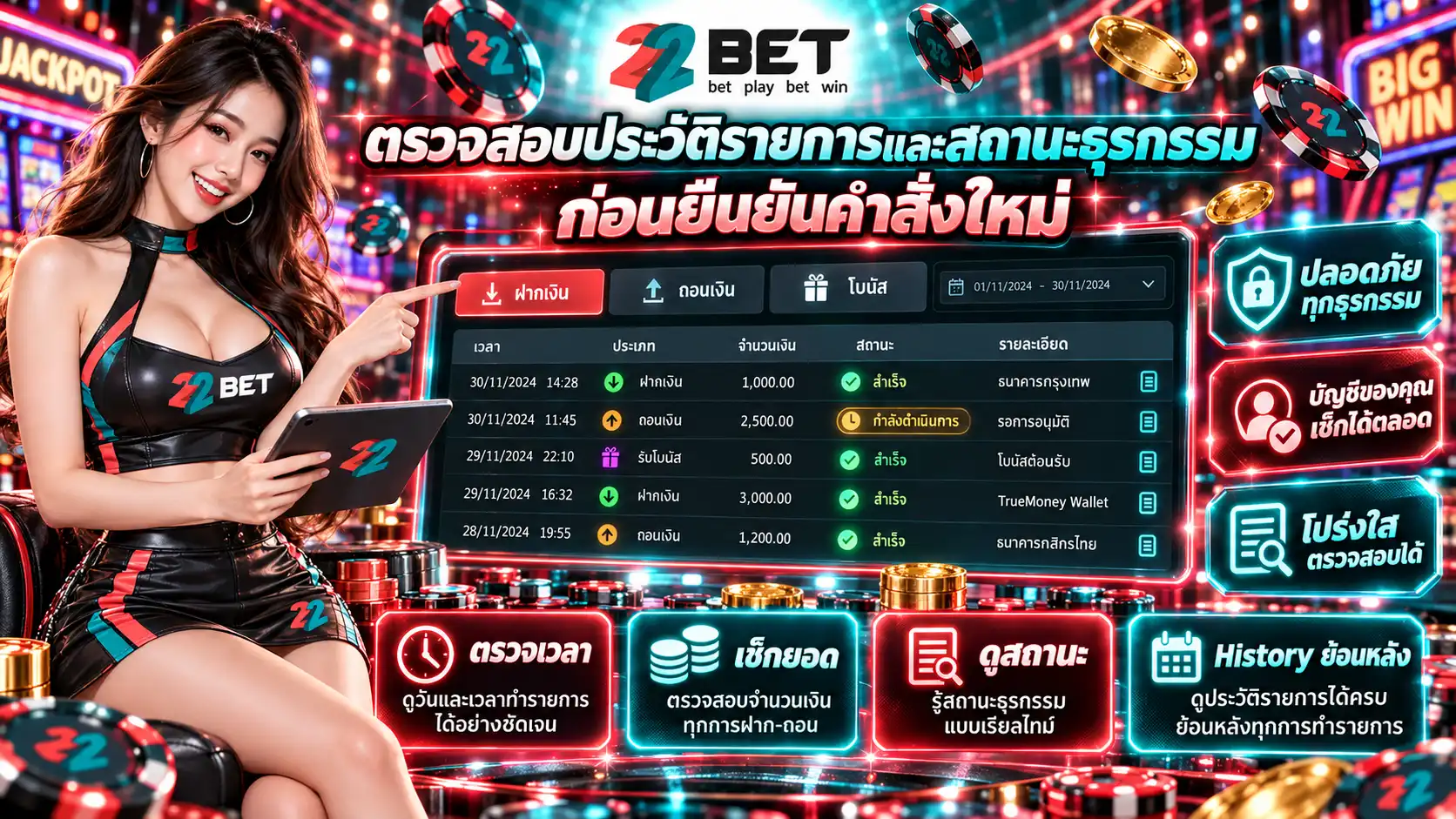 ตรวจประวัติ - 22bet